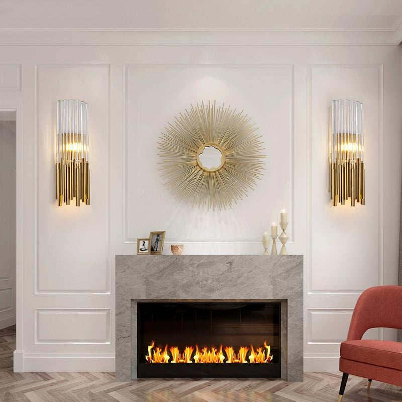 Cylinder Wall Light Fixture Modernist Metal LED Wall Sconce Light with Crystal Prism in Brass/Gold Clearhalo 'Modern wall lights' 'Modern' 'Wall Lamps & Sconces' 'Wall Lights' Lighting' 153298