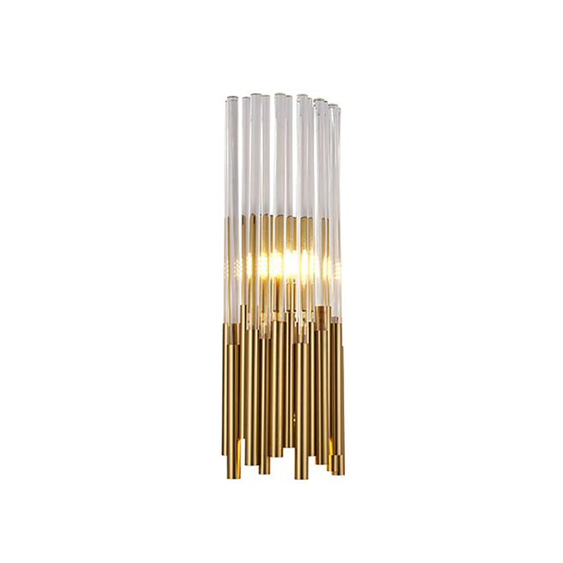 Cylinder Wall Light Fixture Modernist Metal LED Wall Sconce Light with Crystal Prism in Brass/Gold Clearhalo 'Modern wall lights' 'Modern' 'Wall Lamps & Sconces' 'Wall Lights' Lighting' 153299