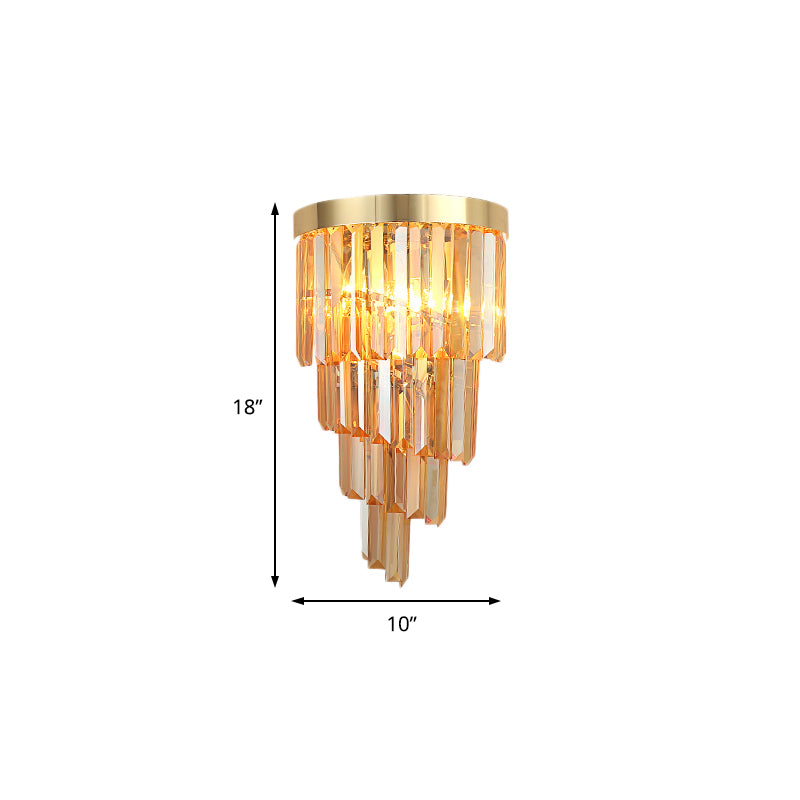 Contemporary Spiral Wall Mount Light Metal 2 Lights Wall Lamp with Faceted Crystal in Clear/Amber for Living Room Clearhalo 'Modern wall lights' 'Modern' 'Wall Lamps & Sconces' 'Wall Lights' Lighting' 153326