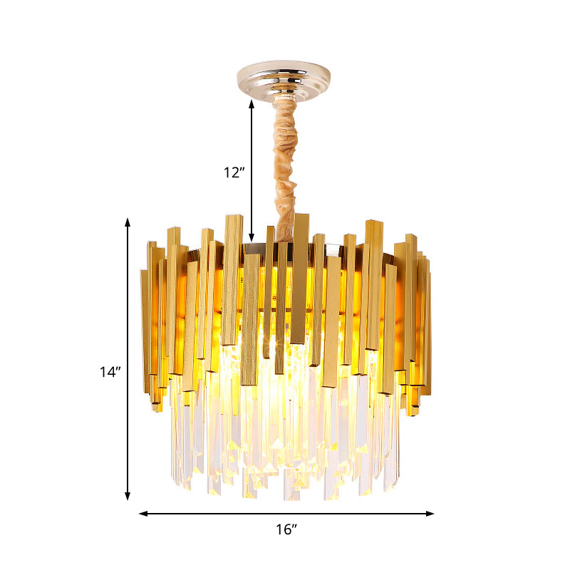 Modern Stylish Silver/Gold Pendant Lamp with Crystal Prism 6 Bulbs Suspension Lamp for Bedroom Clearhalo 'Ceiling Lights' 'Chandeliers' 'Modern Chandeliers' 'Modern' Lighting' 153392