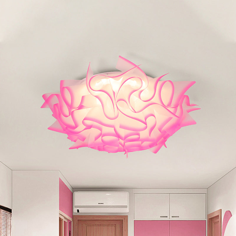 Modern Creative LED Flush Ceiling Light with Twist Acrylic Shade Pink/Orange/Blue Kid Room Ceiling Light in Third Gear Pink Clearhalo 'Ceiling Lights' 'Close To Ceiling Lights' 'Close to ceiling' 'Flush mount' Lighting' 153492