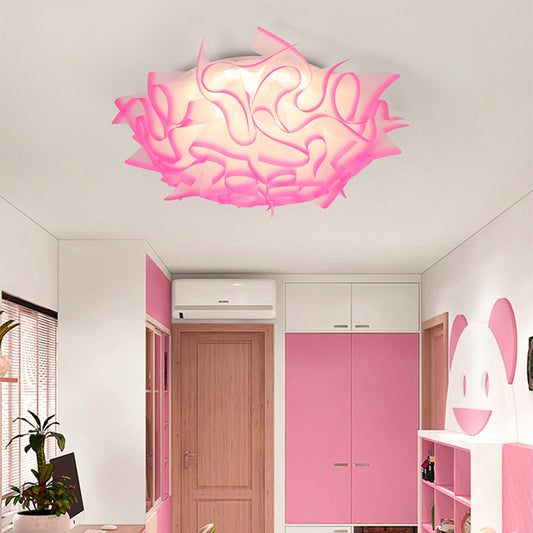Modern Creative LED Flush Ceiling Light with Twist Acrylic Shade Pink/Orange/Blue Kid Room Ceiling Light in Third Gear Clearhalo 'Ceiling Lights' 'Close To Ceiling Lights' 'Close to ceiling' 'Flush mount' Lighting' 153493