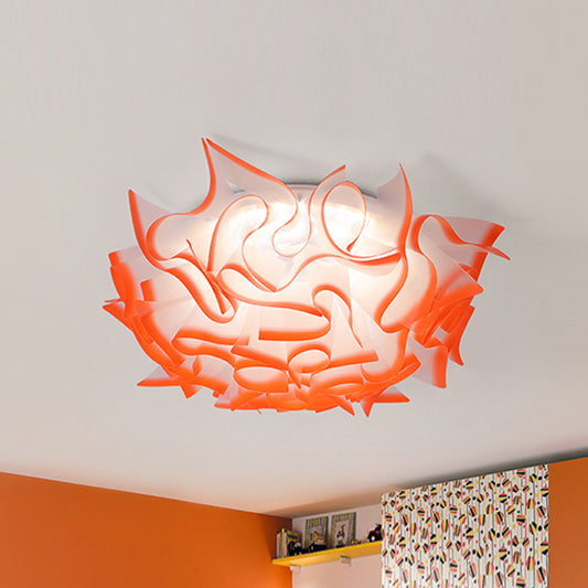 Modern Creative LED Flush Ceiling Light with Twist Acrylic Shade Pink/Orange/Blue Kid Room Ceiling Light in Third Gear Clearhalo 'Ceiling Lights' 'Close To Ceiling Lights' 'Close to ceiling' 'Flush mount' Lighting' 153497