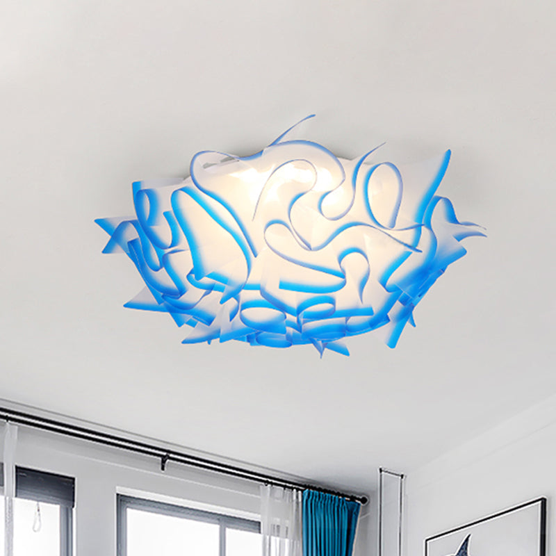 Modern Creative LED Flush Ceiling Light with Twist Acrylic Shade Pink/Orange/Blue Kid Room Ceiling Light in Third Gear Clearhalo 'Ceiling Lights' 'Close To Ceiling Lights' 'Close to ceiling' 'Flush mount' Lighting' 153500