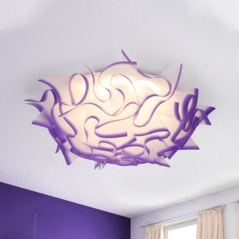 Modern Creative LED Flush Ceiling Light with Twist Acrylic Shade Pink/Orange/Blue Kid Room Ceiling Light in Third Gear Clearhalo 'Ceiling Lights' 'Close To Ceiling Lights' 'Close to ceiling' 'Flush mount' Lighting' 153503