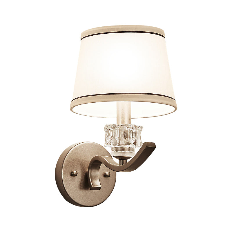 Contemporary Nickle Finish Wall Sconce Light Fabric Conic 1 Head Sconce Light with Metal Arm for Hallway Clearhalo 'Modern wall lights' 'Modern' 'Wall Lamps & Sconces' 'Wall Lights' Lighting' 153507