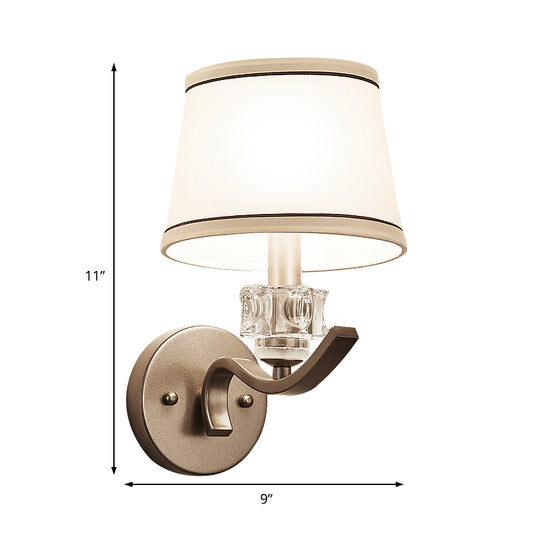 Contemporary Nickle Finish Wall Sconce Light Fabric Conic 1 Head Sconce Light with Metal Arm for Hallway Clearhalo 'Modern wall lights' 'Modern' 'Wall Lamps & Sconces' 'Wall Lights' Lighting' 153508