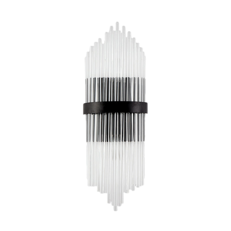 Clear Crystal Prism Wall Mounted Light Modern 2-Head Sconce Light with Metal Square Backplate in Black, 1/2-Pack Clearhalo 'Modern wall lights' 'Modern' 'Wall Lamps & Sconces' 'Wall Lights' Lighting' 153606