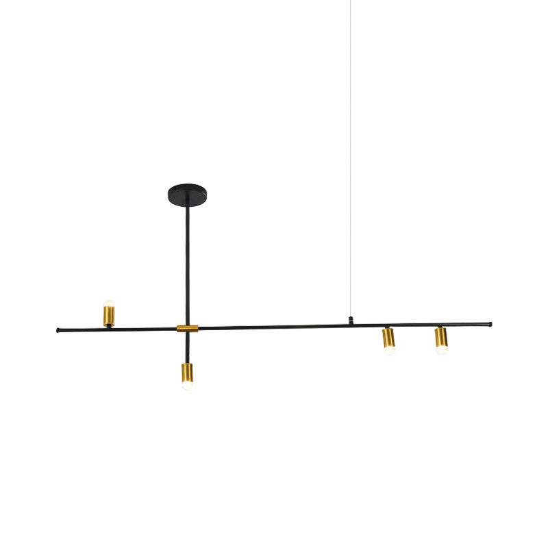 Metal Rectilinear Chandelier Light Modern 3/4/9 Lights Black Hanging Ceiling Light Fixture Clearhalo 'Ceiling Lights' 'Chandeliers' 'Modern Chandeliers' 'Modern' Lighting' 153620