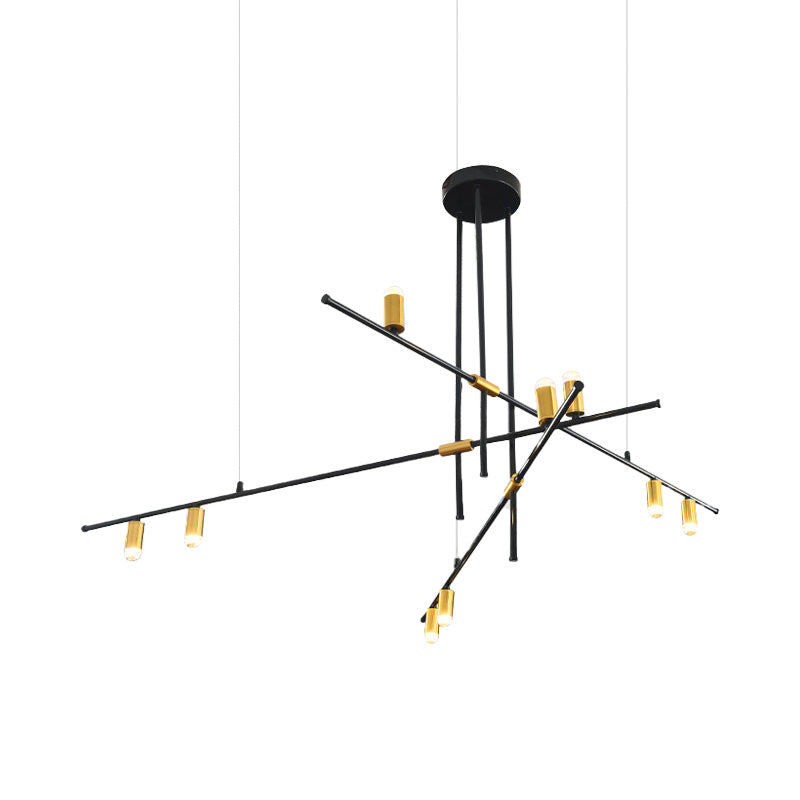 Metal Rectilinear Chandelier Light Modern 3/4/9 Lights Black Hanging Ceiling Light Fixture Clearhalo 'Ceiling Lights' 'Chandeliers' 'Modern Chandeliers' 'Modern' Lighting' 153624