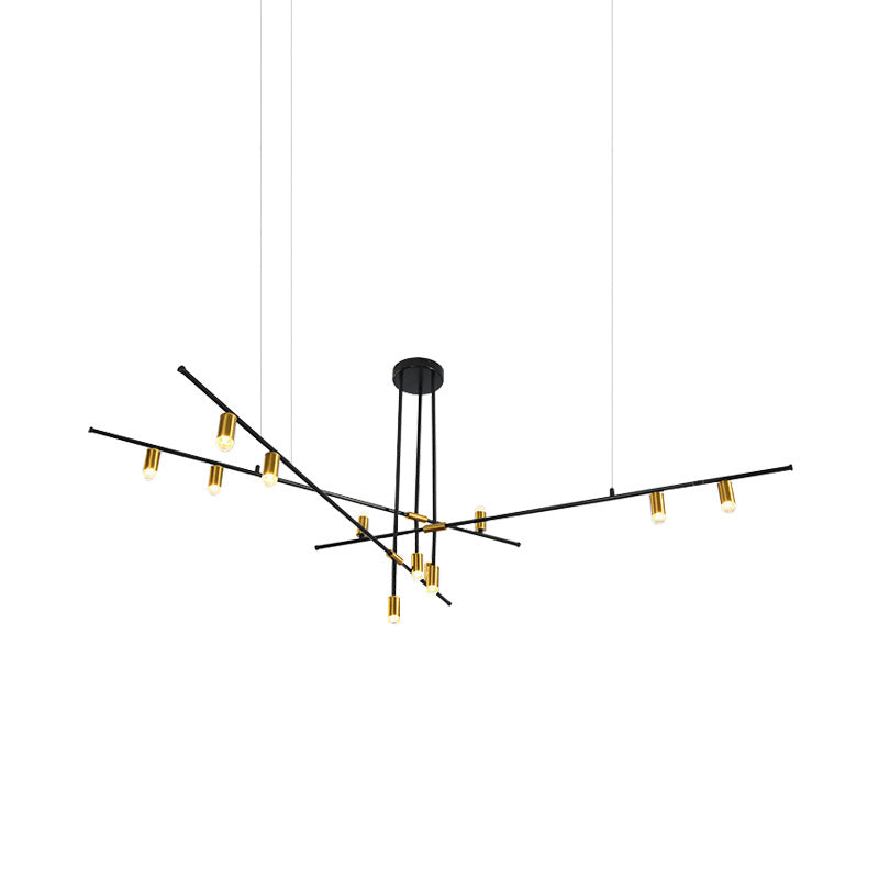 Metal Rectilinear Chandelier Light Modern 3/4/9 Lights Black Hanging Ceiling Light Fixture Clearhalo 'Ceiling Lights' 'Chandeliers' 'Modern Chandeliers' 'Modern' Lighting' 153628