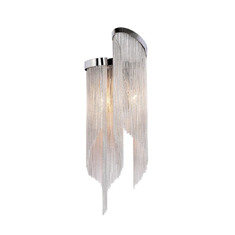 Aluminum Tassel Wall Mounted Light Modernist 2 Lights Sconce Light in Gold/Silver for Living Room Clearhalo 'Modern wall lights' 'Modern' 'Wall Lamps & Sconces' 'Wall Lights' Lighting' 153665