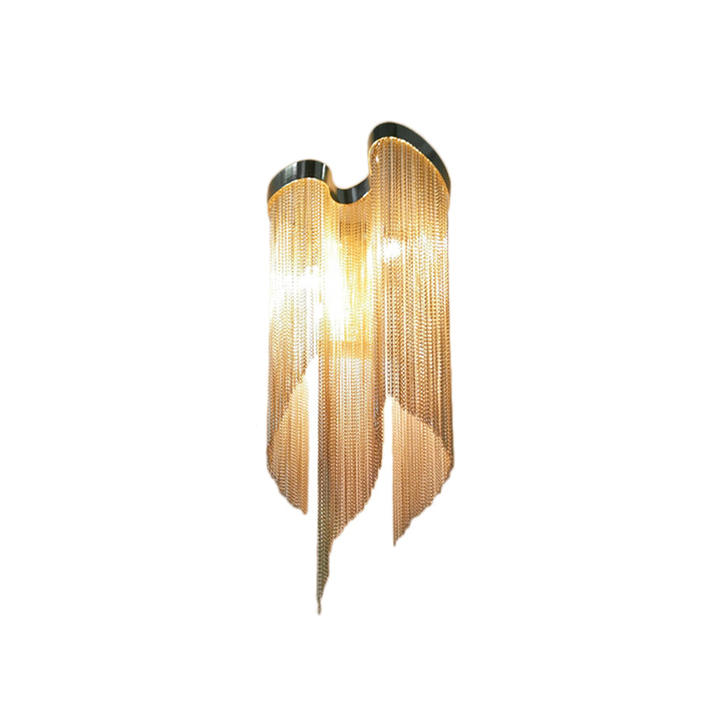 Aluminum Tassel Wall Mounted Light Modernist 2 Lights Sconce Light in Gold/Silver for Living Room Clearhalo 'Modern wall lights' 'Modern' 'Wall Lamps & Sconces' 'Wall Lights' Lighting' 153668