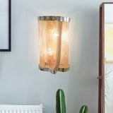 2 Lights Tassel Sconce Wall Light Vintage Aluminum Wall Lamp with Cylinder Shade in Gold/Silver Gold Clearhalo 'Modern wall lights' 'Modern' 'Wall Lamps & Sconces' 'Wall Lights' Lighting' 153690