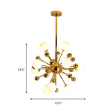 Designer Starburst Metal Chandelier Multi Lights Gold Ceiling Pendant Lamp with White Glass Ball Shade, 23.5"/31.5"/39" Wide Clearhalo 'Ceiling Lights' 'Chandeliers' 'Modern Chandeliers' 'Modern' Lighting' 153711