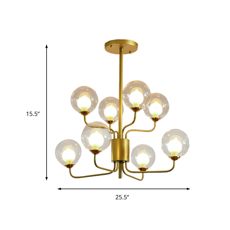 2-Tier Ball Clear Glass Chandelier with Radial Design Contemporary 8/12/18 Lights Black/Gold Hanging Light Fixture Clearhalo 'Ceiling Lights' 'Chandeliers' 'Glass shade' 'Glass' 'Modern Chandeliers' 'Modern' Lighting' 153767