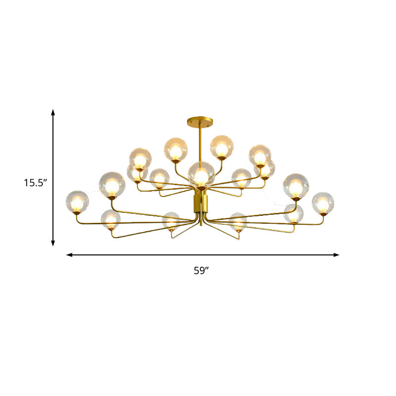 2-Tier Ball Clear Glass Chandelier with Radial Design Contemporary 8/12/18 Lights Black/Gold Hanging Light Fixture Clearhalo 'Ceiling Lights' 'Chandeliers' 'Glass shade' 'Glass' 'Modern Chandeliers' 'Modern' Lighting' 153775