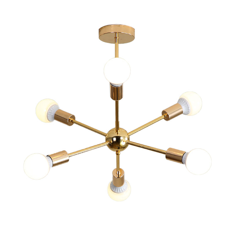 26"/38.5" Wide Metal Starburst Chandelier Light Modernist 6/10/12 Lights Gold Hanging Ceiling Lamp with Bare Bulb Clearhalo 'Ceiling Lights' 'Chandeliers' 'Modern Chandeliers' 'Modern' Lighting' 153846