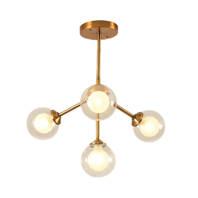 Modern Sputnik Metal Chandelier Lighting 4/7/10 Lights Hanging Ceiling Lamp with Clear Glass Sphere Shade for Bedroom Clearhalo 'Ceiling Lights' 'Chandeliers' 'Glass shade' 'Glass' 'Modern Chandeliers' 'Modern' Lighting' 153897