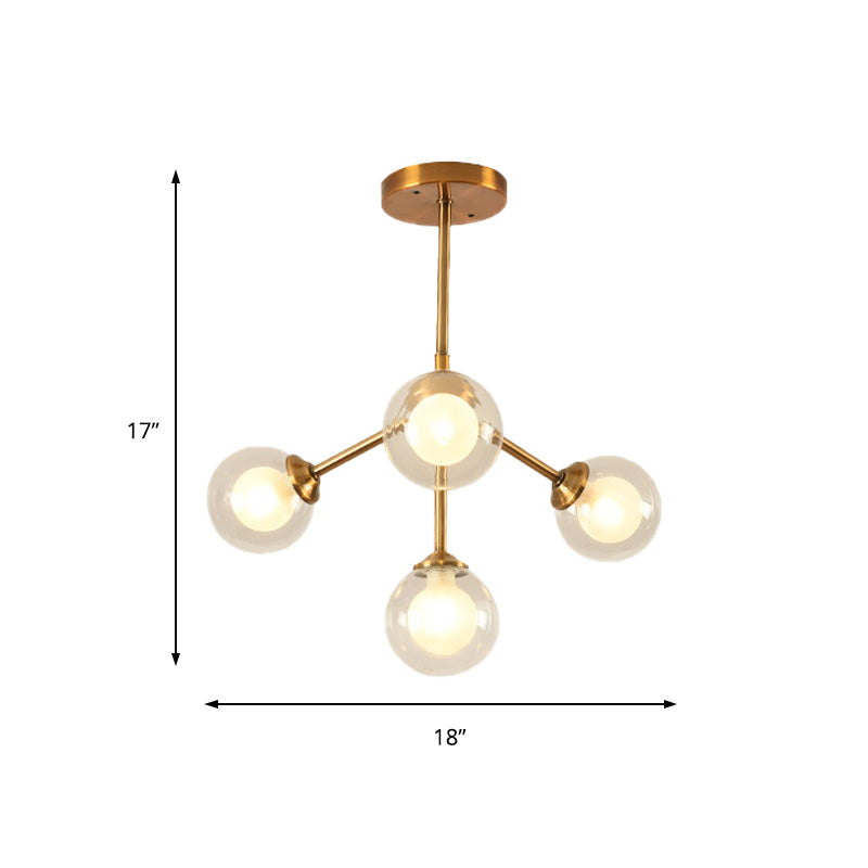 Modern Sputnik Metal Chandelier Lighting 4/7/10 Lights Hanging Ceiling Lamp with Clear Glass Sphere Shade for Bedroom Clearhalo 'Ceiling Lights' 'Chandeliers' 'Glass shade' 'Glass' 'Modern Chandeliers' 'Modern' Lighting' 153898