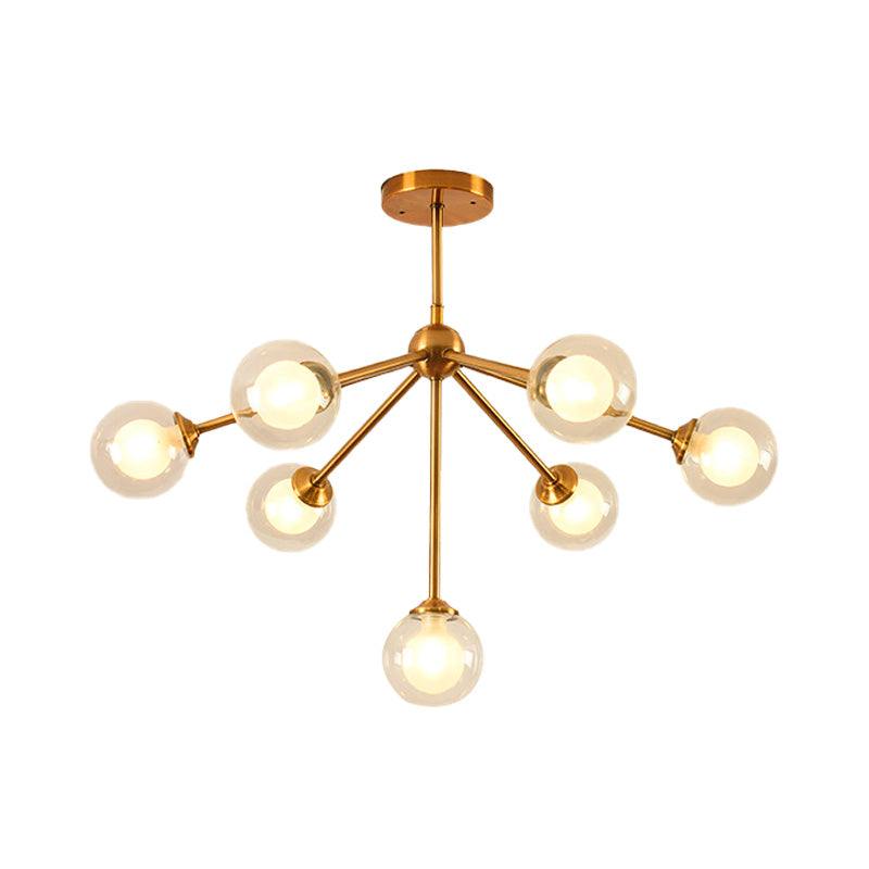 Modern Sputnik Metal Chandelier Lighting 4/7/10 Lights Hanging Ceiling Lamp with Clear Glass Sphere Shade for Bedroom Clearhalo 'Ceiling Lights' 'Chandeliers' 'Glass shade' 'Glass' 'Modern Chandeliers' 'Modern' Lighting' 153901