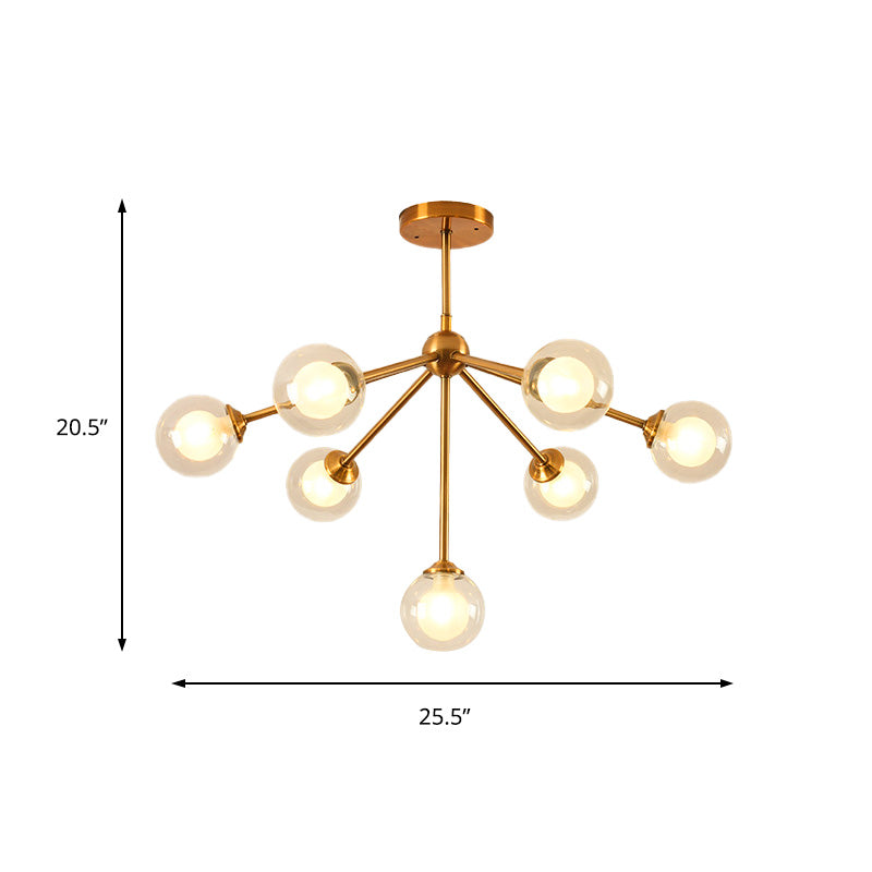 Modern Sputnik Metal Chandelier Lighting 4/7/10 Lights Hanging Ceiling Lamp with Clear Glass Sphere Shade for Bedroom Clearhalo 'Ceiling Lights' 'Chandeliers' 'Glass shade' 'Glass' 'Modern Chandeliers' 'Modern' Lighting' 153902