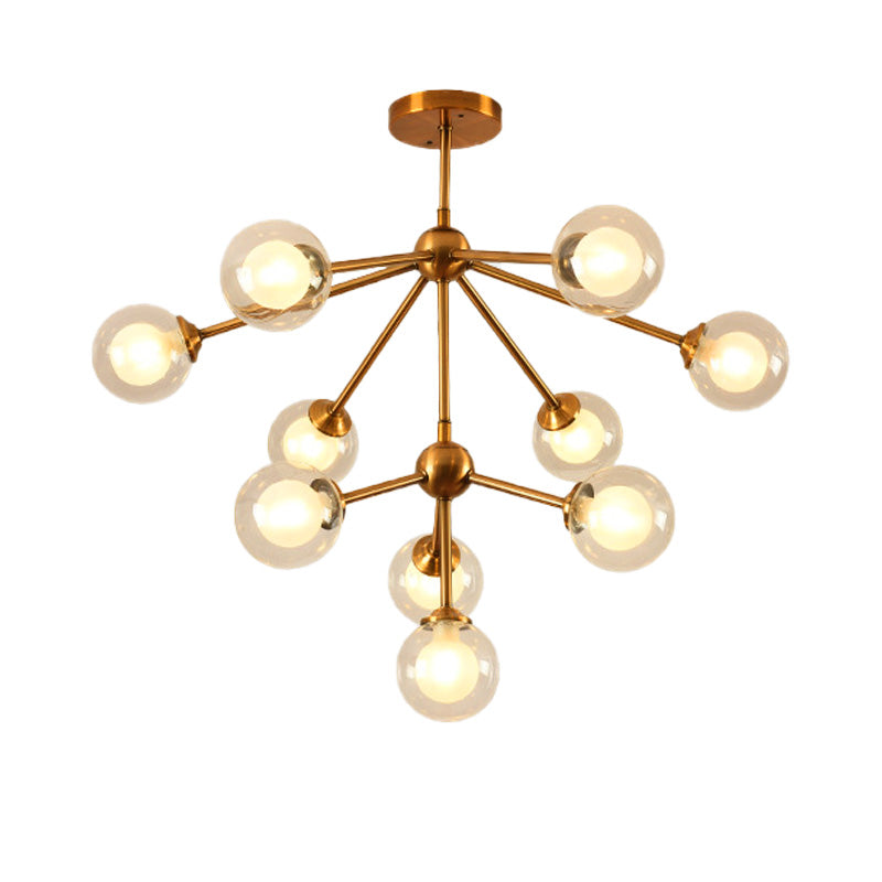 Modern Sputnik Metal Chandelier Lighting 4/7/10 Lights Hanging Ceiling Lamp with Clear Glass Sphere Shade for Bedroom Clearhalo 'Ceiling Lights' 'Chandeliers' 'Glass shade' 'Glass' 'Modern Chandeliers' 'Modern' Lighting' 153905