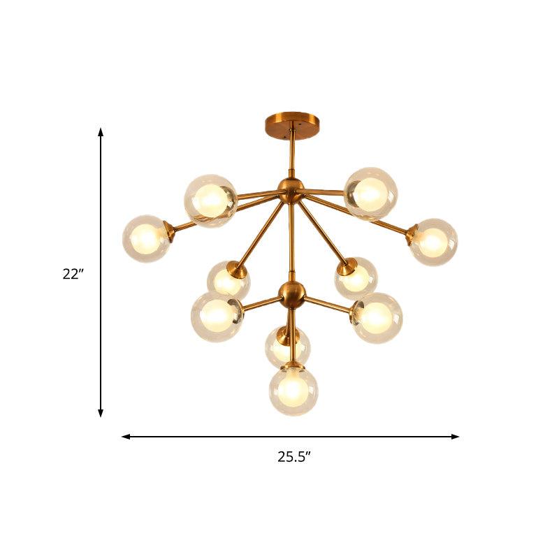 Modern Sputnik Metal Chandelier Lighting 4/7/10 Lights Hanging Ceiling Lamp with Clear Glass Sphere Shade for Bedroom Clearhalo 'Ceiling Lights' 'Chandeliers' 'Glass shade' 'Glass' 'Modern Chandeliers' 'Modern' Lighting' 153906