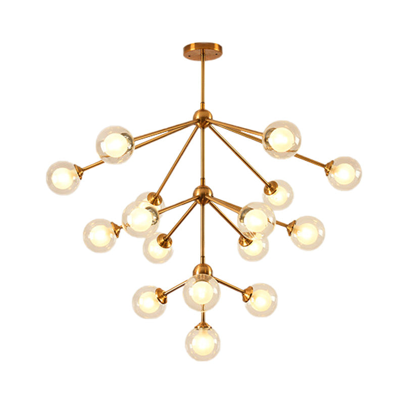 Modern Sputnik Metal Chandelier Lighting 4/7/10 Lights Hanging Ceiling Lamp with Clear Glass Sphere Shade for Bedroom Clearhalo 'Ceiling Lights' 'Chandeliers' 'Glass shade' 'Glass' 'Modern Chandeliers' 'Modern' Lighting' 153909