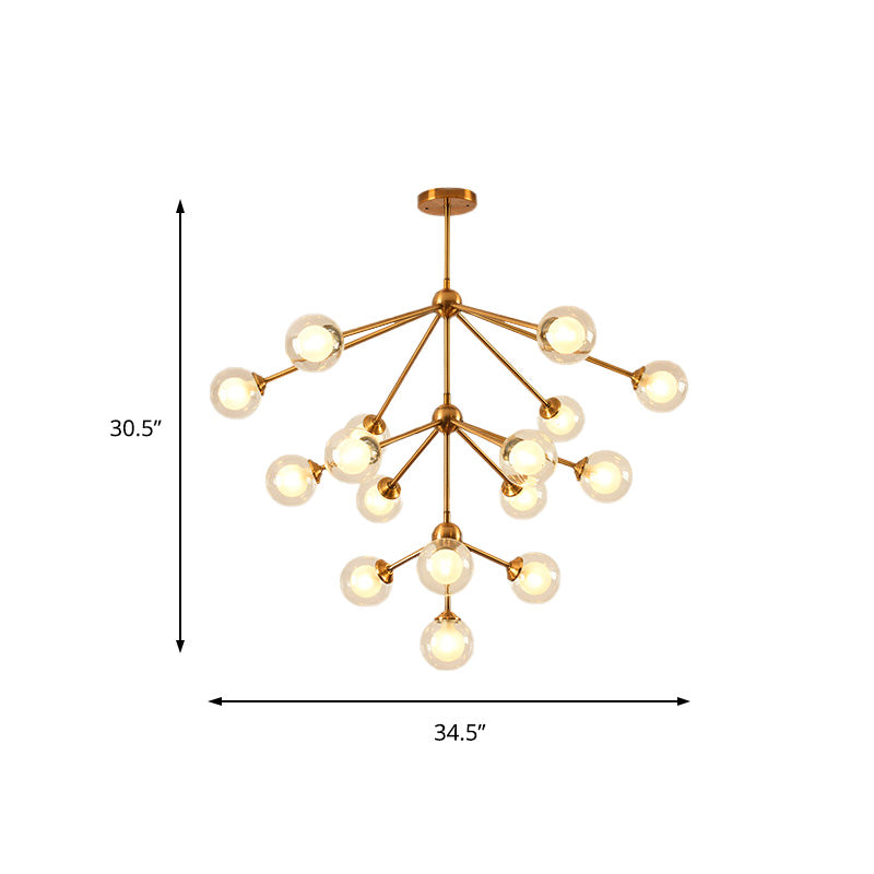 Modern Sputnik Metal Chandelier Lighting 4/7/10 Lights Hanging Ceiling Lamp with Clear Glass Sphere Shade for Bedroom Clearhalo 'Ceiling Lights' 'Chandeliers' 'Glass shade' 'Glass' 'Modern Chandeliers' 'Modern' Lighting' 153910