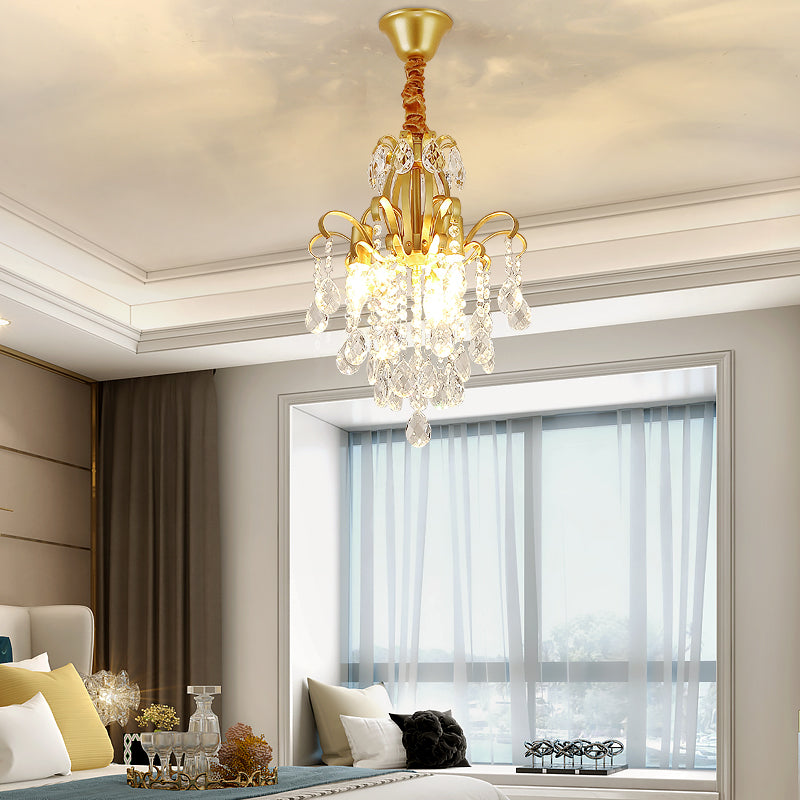 3/6 Heads Crystal Chandelier Lighting Modernist Style Ceiling Pendant Light in Black/Gold for Bedroom Clearhalo 'Ceiling Lights' 'Chandeliers' 'Modern Chandeliers' 'Modern' Lighting' 153913