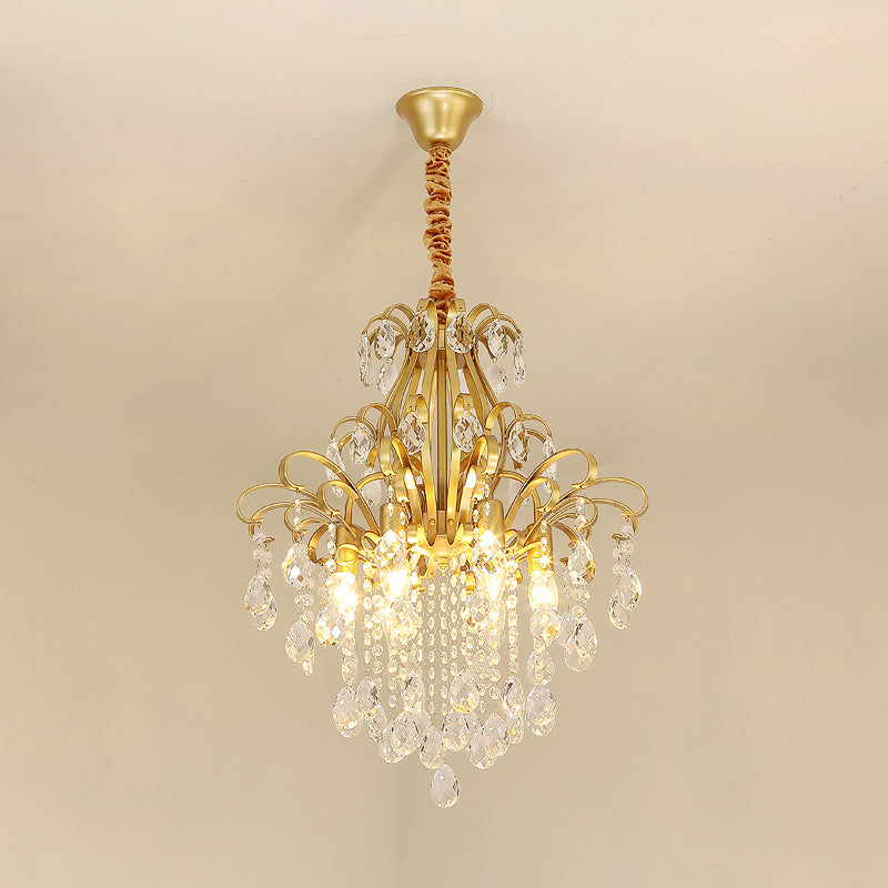 3/6 Heads Crystal Chandelier Lighting Modernist Style Ceiling Pendant Light in Black/Gold for Bedroom Clearhalo 'Ceiling Lights' 'Chandeliers' 'Modern Chandeliers' 'Modern' Lighting' 153918