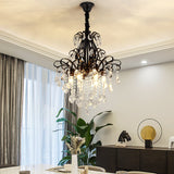 3/6 Heads Crystal Chandelier Lighting Modernist Style Ceiling Pendant Light in Black/Gold for Bedroom 6 Black Clearhalo 'Ceiling Lights' 'Chandeliers' 'Modern Chandeliers' 'Modern' Lighting' 153926