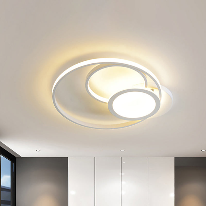 Multi Ring Ceiling Lamp Modern Acrylic Black/White LED Flush Mount Fixture for Bedroom in Warm/White White Clearhalo 'Ceiling Lights' 'Close To Ceiling Lights' 'Close to ceiling' 'Flush mount' Lighting' 153935