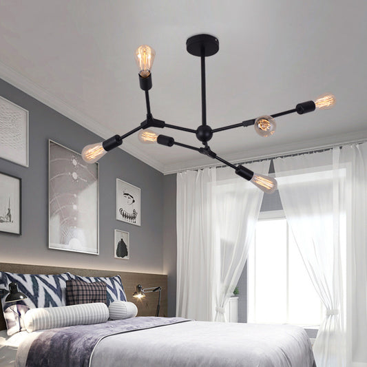 6/8/9 Lights Bedroom Chandelier with Sputnik Metal Shade Modernist Hanging Light Fixture with Bare Bulb Clearhalo 'Ceiling Lights' 'Chandeliers' 'Modern Chandeliers' 'Modern' Lighting' 153966