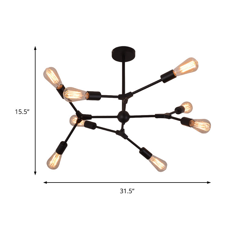 6/8/9 Lights Bedroom Chandelier with Sputnik Metal Shade Modernist Hanging Light Fixture with Bare Bulb Clearhalo 'Ceiling Lights' 'Chandeliers' 'Modern Chandeliers' 'Modern' Lighting' 153972