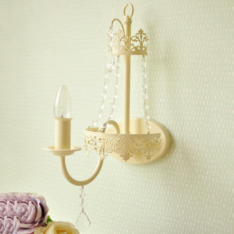 Metal Bell/Candle Wall Mount Lamp Modern 1 Light Sconce Light Fixture with Crystal Bead and Gooseneck Arm in Yellow White Candelabra Clearhalo 'Modern wall lights' 'Modern' 'Wall Lamps & Sconces' 'Wall Lights' Lighting' 153981