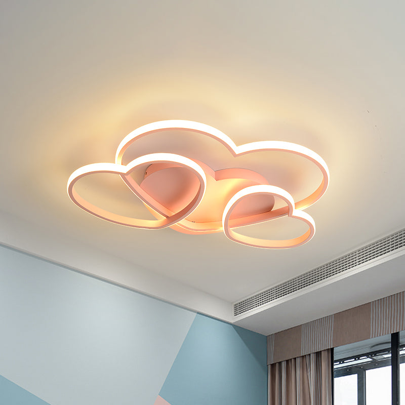 Heart LED Flush Mount Ceiling Fixture Nordic Acrylic White/Pink/Gold Kid Room Ceiling Flush Mount, 19.5"/23.5" Wide Clearhalo 'Ceiling Lights' 'Close To Ceiling Lights' 'Close to ceiling' 'Flush mount' Lighting' 153985