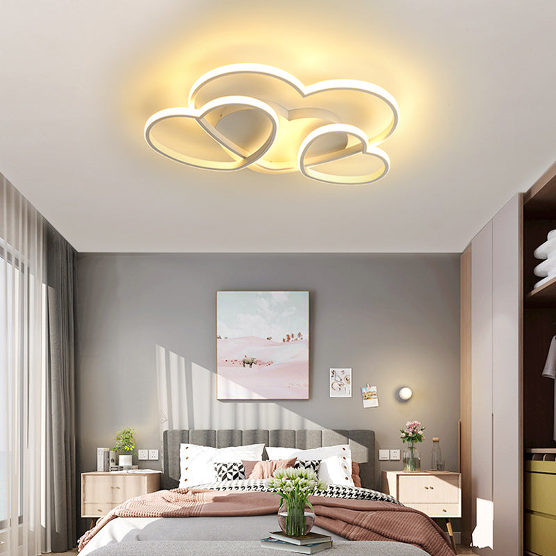 Heart LED Flush Mount Ceiling Fixture Nordic Acrylic White/Pink/Gold Kid Room Ceiling Flush Mount, 19.5"/23.5" Wide Clearhalo 'Ceiling Lights' 'Close To Ceiling Lights' 'Close to ceiling' 'Flush mount' Lighting' 153992