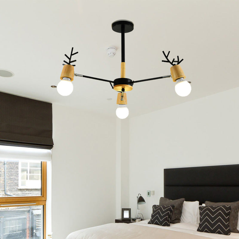 Sputnik Metal Chandelier Lighting Modern 3/6/8 Lights White/Black Ceiling Hang Fixture with Bare Bulb for Bedroom Clearhalo 'Ceiling Lights' 'Chandeliers' 'Modern Chandeliers' 'Modern' Lighting' 154005