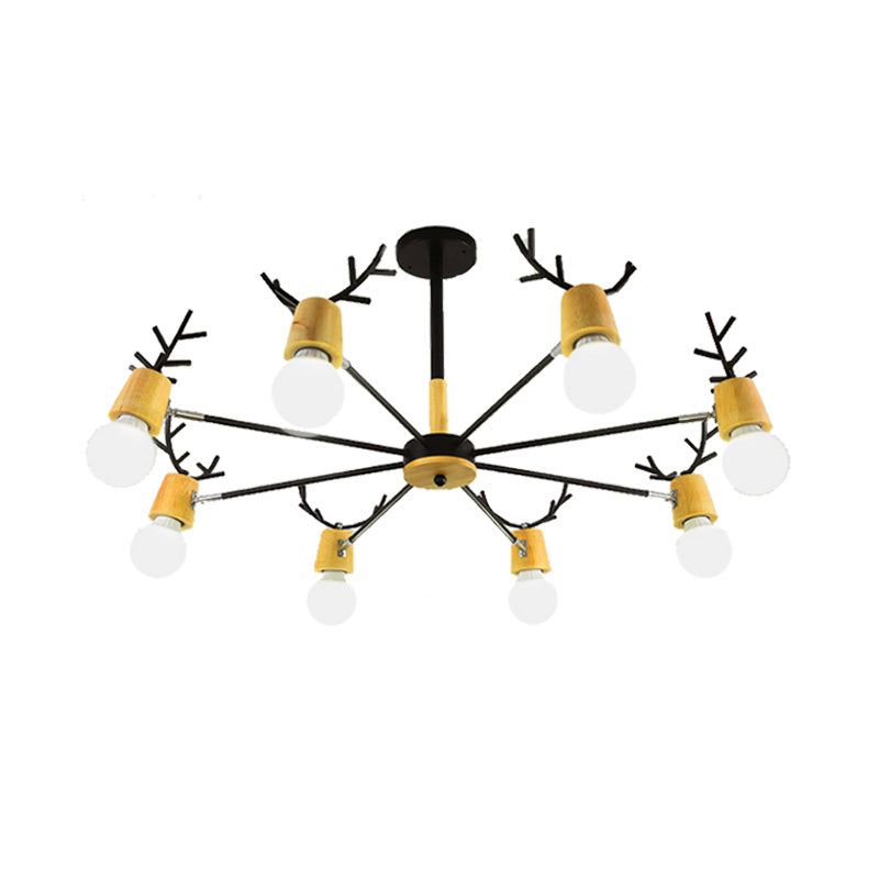 Sputnik Metal Chandelier Lighting Modern 3/6/8 Lights White/Black Ceiling Hang Fixture with Bare Bulb for Bedroom Clearhalo 'Ceiling Lights' 'Chandeliers' 'Modern Chandeliers' 'Modern' Lighting' 154013