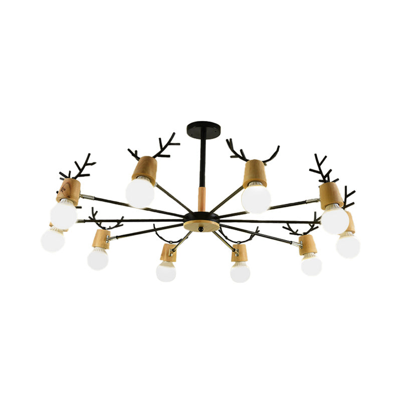 Sputnik Metal Chandelier Lighting Modern 3/6/8 Lights White/Black Ceiling Hang Fixture with Bare Bulb for Bedroom Clearhalo 'Ceiling Lights' 'Chandeliers' 'Modern Chandeliers' 'Modern' Lighting' 154017