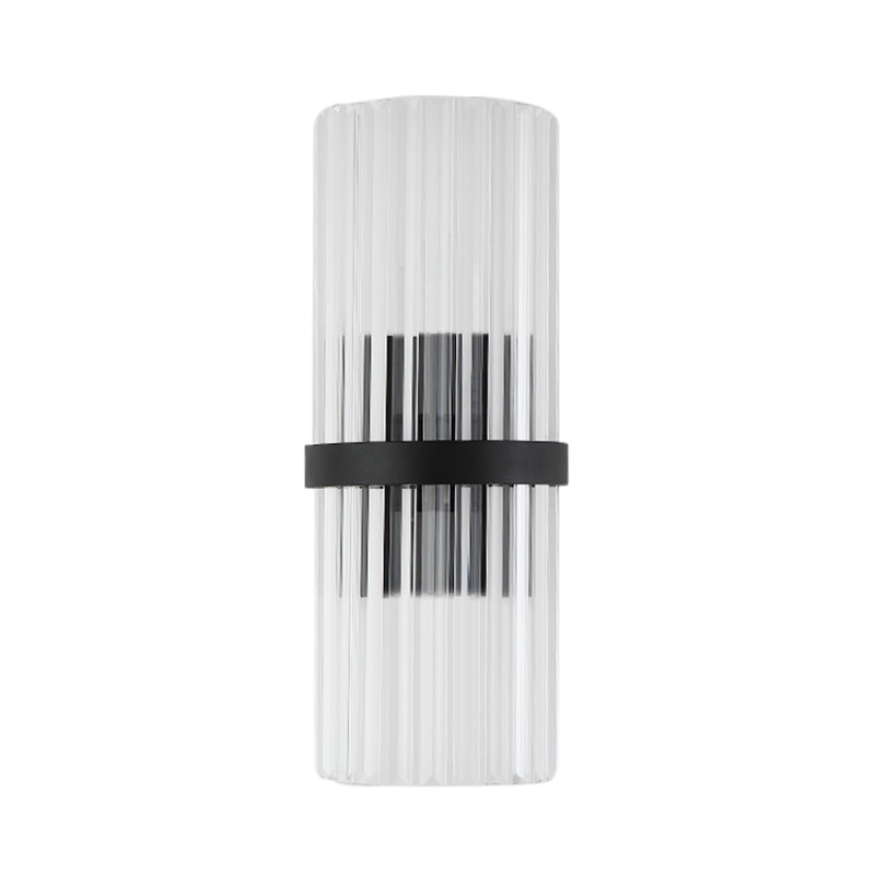 1/2-Light Pipe Wall Lighting Modernist Metal and Crystal Sconce Lamp in Black Finish for Dining Room Clearhalo 'Modern wall lights' 'Modern' 'Wall Lamps & Sconces' 'Wall Lights' Lighting' 154055