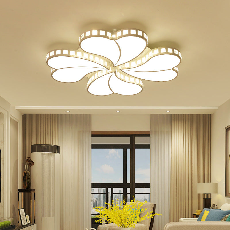 White Petal Flush Ceiling Light Contemporary Metal 20.5"/24.5"/28" Wide LED Ceiling Light for Living Room with Acrylic Shade White Clearhalo 'Ceiling Lights' 'Close To Ceiling Lights' 'Close to ceiling' 'Flush mount' Lighting' 154142