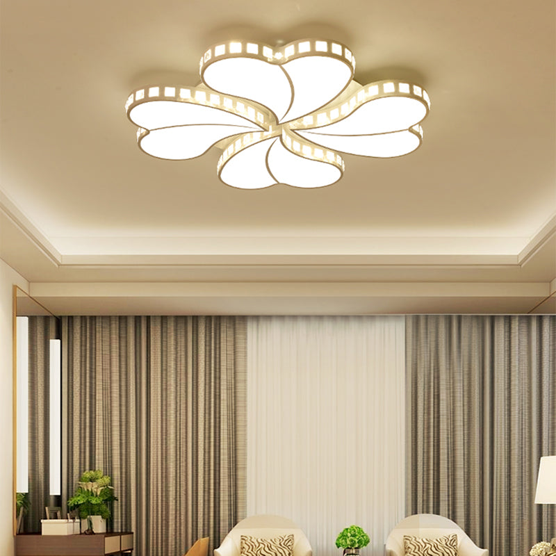 White Petal Flush Ceiling Light Contemporary Metal 20.5"/24.5"/28" Wide LED Ceiling Light for Living Room with Acrylic Shade Clearhalo 'Ceiling Lights' 'Close To Ceiling Lights' 'Close to ceiling' 'Flush mount' Lighting' 154144