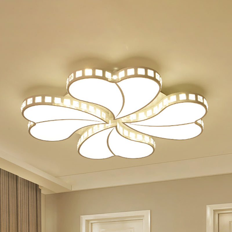 White Petal Flush Ceiling Light Contemporary Metal 20.5"/24.5"/28" Wide LED Ceiling Light for Living Room with Acrylic Shade Clearhalo 'Ceiling Lights' 'Close To Ceiling Lights' 'Close to ceiling' 'Flush mount' Lighting' 154145