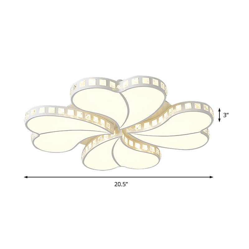 White Petal Flush Ceiling Light Contemporary Metal 20.5"/24.5"/28" Wide LED Ceiling Light for Living Room with Acrylic Shade Clearhalo 'Ceiling Lights' 'Close To Ceiling Lights' 'Close to ceiling' 'Flush mount' Lighting' 154147