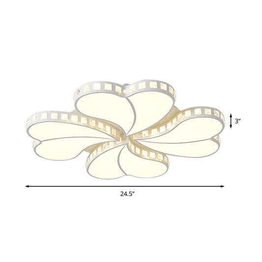 White Petal Flush Ceiling Light Contemporary Metal 20.5"/24.5"/28" Wide LED Ceiling Light for Living Room with Acrylic Shade Clearhalo 'Ceiling Lights' 'Close To Ceiling Lights' 'Close to ceiling' 'Flush mount' Lighting' 154148