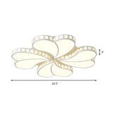 White Petal Flush Ceiling Light Contemporary Metal 20.5"/24.5"/28" Wide LED Ceiling Light for Living Room with Acrylic Shade Clearhalo 'Ceiling Lights' 'Close To Ceiling Lights' 'Close to ceiling' 'Flush mount' Lighting' 154148