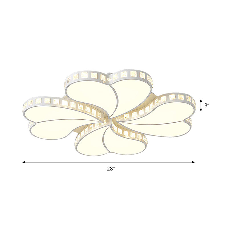 White Petal Flush Ceiling Light Contemporary Metal 20.5"/24.5"/28" Wide LED Ceiling Light for Living Room with Acrylic Shade Clearhalo 'Ceiling Lights' 'Close To Ceiling Lights' 'Close to ceiling' 'Flush mount' Lighting' 154149